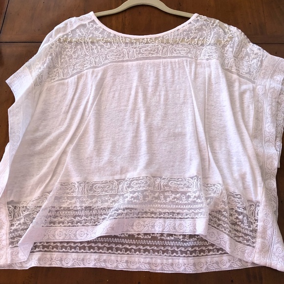 Lucky Brand Peasant crop white blouse embroidered - Picture 1 of 8